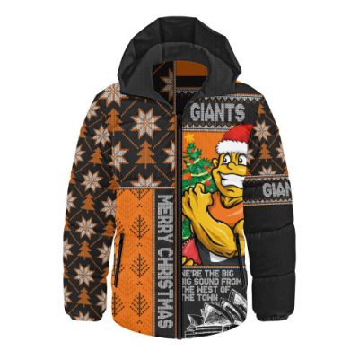GWS GIANTS Hooded Padded Jacket Merry Christmas Knit Style Festive Spirit