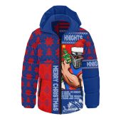Newcastle Knights Hooded Padded Jacket Christmas Magic Knit Style Winter Glow