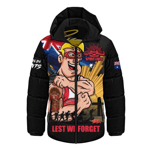 St Kilda Hooded Padded Jacket ANZAC Day Honour And Football Legacy St Kilda Hooded Padded Jacket ANZAC Day Honour And Football Legacy