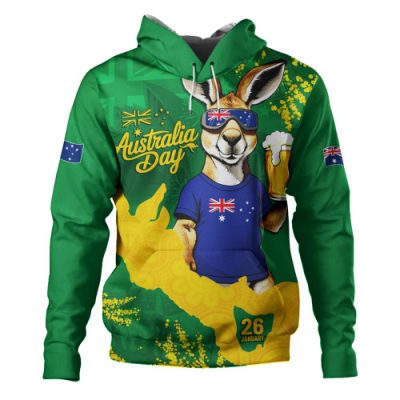 Australia Hoodie Australia Day Kangaroo Cheers Green Gold Celebration Edition