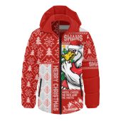 Sydney Swans Hooded Padded Jacket Merry Christmas Knit Style Festive Spirit