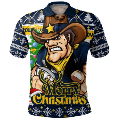 North Queensland Cowboys Polo Shirt Merry Christmas Game Day Knit Style Team Edition