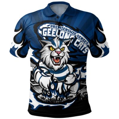 Geelong Cats Polo Shirt Premiership Series Flame Edition
