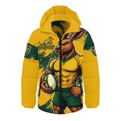 Aussie Wallabies Hooded Padded Jacket Wallabies Kangaroo Power Rugby