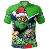 Canberra Raiders Polo Shirt Santa Scoring Touchdown On Christmas Game Day