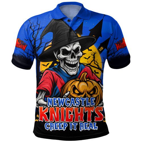 Newcastle Knights Polo Shirt Dark Moon Rugby Halloween Battle Edition Newcastle Knights Polo Shirt Dark Moon Rugby Halloween Battle Edition