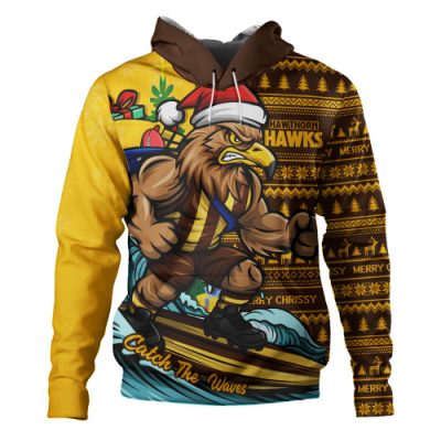 Hawthorn Hoodie Christmas Holiday Santa Rides The Waves
