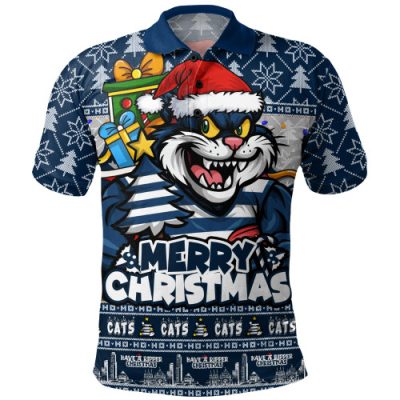Geelong Cats Polo Shirt Festive Holiday Merry Christmas Vibe