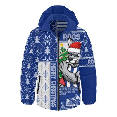 North Melbourne Hooded Padded Jacket Merry Christmas Knit Style Festive Spirit