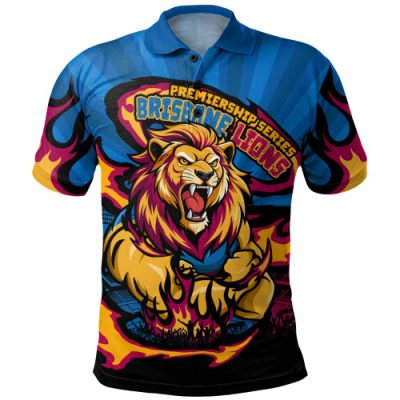 Brisbane Lions Polo Shirt Premiership Series Flame Edition