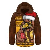 Hawthorn Hooded Padded Jacket Merry Christmas Down Under Footy Power Style