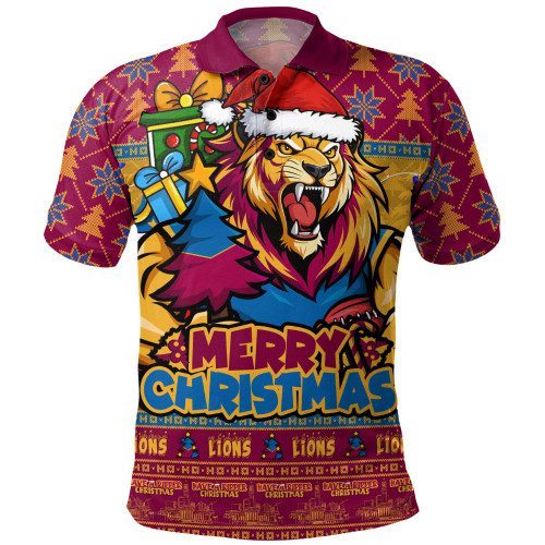 Brisbane Lions Polo Shirt Festive Holiday Merry Christmas Vibe Brisbane Lions Polo Shirt Festive Holiday Merry Christmas Vibe