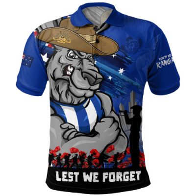 North Melbourne Polo Shirt ANZAC Inspired Football Fan Memorial Design
