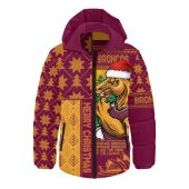 Brisbane Broncos Hooded Padded Jacket Christmas Magic Knit Style Winter Glow