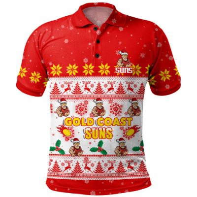 Gold Coast SUNS Polo Shirt Special Ugly Christmas Holiday Footy Fans