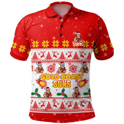 Gold Coast SUNS Polo Shirt Special Ugly Christmas Holiday Footy Fans Gold Coast SUNS Polo Shirt Special Ugly Christmas Holiday Footy Fans