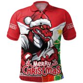 St. George Illawarra Dragons Polo Shirt Santa Scoring Touchdown On Christmas Game Day