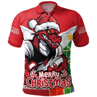 St. George Illawarra Dragons Polo Shirt Santa Scoring Touchdown On Christmas Game Day