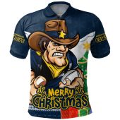 North Queensland Cowboys Polo Shirt Santa Scoring Touchdown On Christmas Game Day