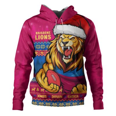 Brisbane Lions Hoodie Merry Christmas Down Under Footy Power Style