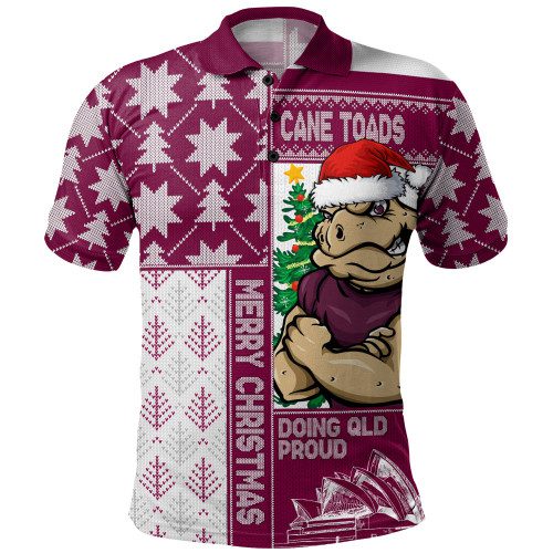Queensland Maroons Polo Shirt Winter Knit Magic Holiday Spirit Queensland Maroons Polo Shirt Winter Knit Magic Holiday Spirit