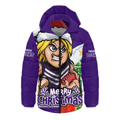 Fremantle Hooded Padded Jacket Santa Scoring Touchdown On Christmas Game Day