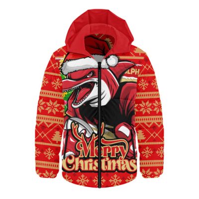 Redcliffe Dolphins Hooded Padded Jacket Merry Christmas Game Day Knit Style Team Edition
