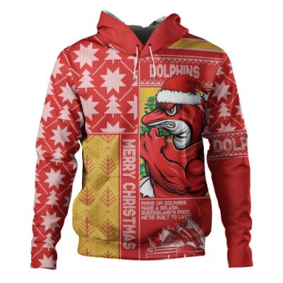 Redcliffe Dolphins Hoodie Christmas Magic Knit Style Winter Glow