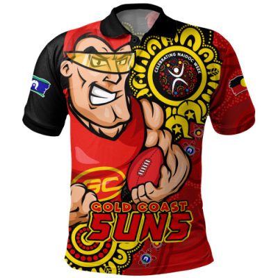 Gold Coast SUNS Polo Shirt Power Through Generations NAIDOC Edition