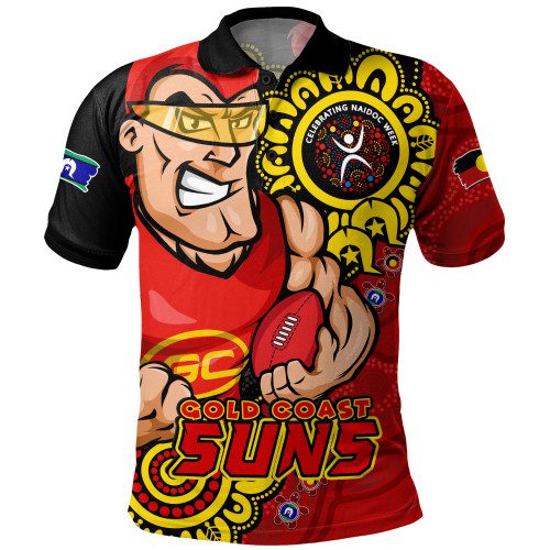 Gold Coast SUNS Polo Shirt Power Through Generations NAIDOC Edition Gold Coast SUNS Polo Shirt Power Through Generations NAIDOC Edition