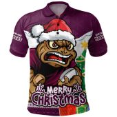 Queensland Maroons Polo Shirt Santa Scoring Touchdown On Christmas Game Day