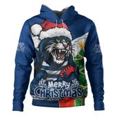 Geelong Cats Hoodie Santa Scoring Touchdown On Christmas Game Day