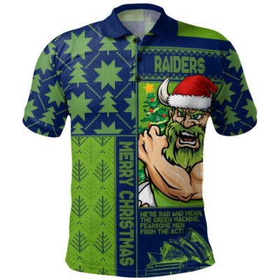 Canberra Raiders Polo Shirt Christmas Magic Knit Style Winter Glow