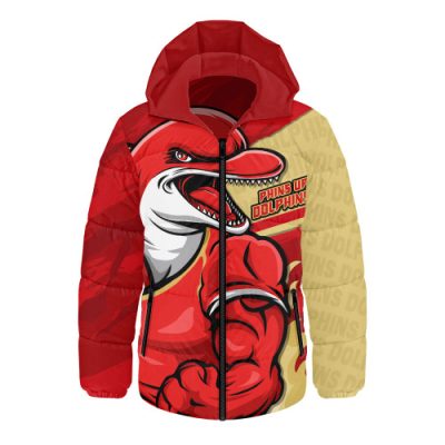Redcliffe Dolphins Hooded Padded Jacket Defend The Pride