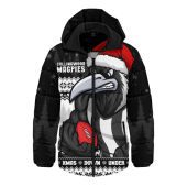 Collingwood Hooded Padded Jacket Merry Christmas Down Under Footy Power Style