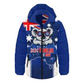 Australia Hooded Padded Jacket Australia Day Koala Spirit Blue Flag Celebration