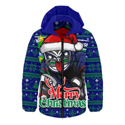 New Zealand Warriors Hooded Padded Jacket Merry Christmas Game Day Knit Style Team Edition