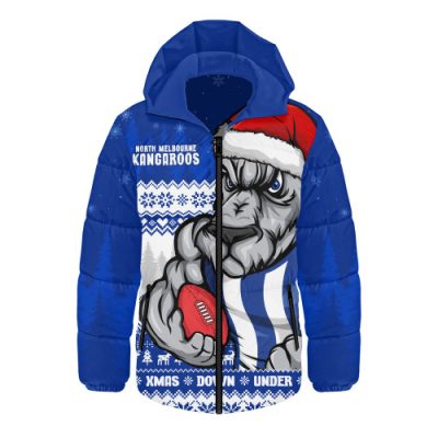 North Melbourne Hooded Padded Jacket Merry Christmas Down Under Footy Power Style