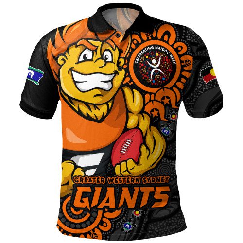 GWS GIANTS Polo Shirt Power Through Generations NAIDOC Edition GWS GIANTS Polo Shirt Power Through Generations NAIDOC Edition