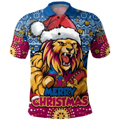 Brisbane Lions Polo Shirt Ugly Christmas Knit Patterns Vintage Jersey