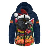 Adelaide Crows Hooded Padded Jacket Santa Scoring Touchdown On Christmas Game Day