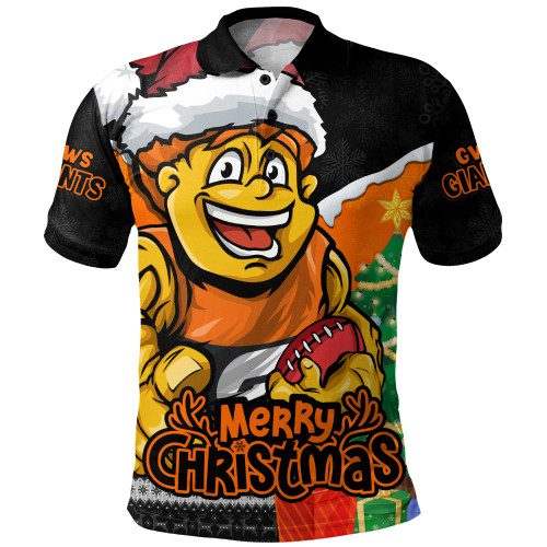 GWS GIANTS Polo Shirt Santa Scoring Touchdown On Christmas Game Day GWS GIANTS Polo Shirt Santa Scoring Touchdown On Christmas Game Day