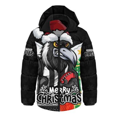 Collingwood Hooded Padded Jacket Santa Scoring Touchdown On Christmas Game Day