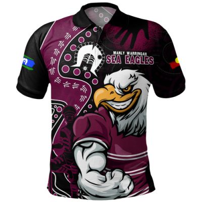 Manly Warringah Sea Eagles Polo Shirt NAIDOC Indigenous Warrior Spirit