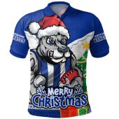 North Melbourne Polo Shirt Santa Scoring Touchdown On Christmas Game Day