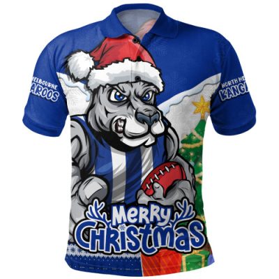 North Melbourne Polo Shirt Santa Scoring Touchdown On Christmas Game Day