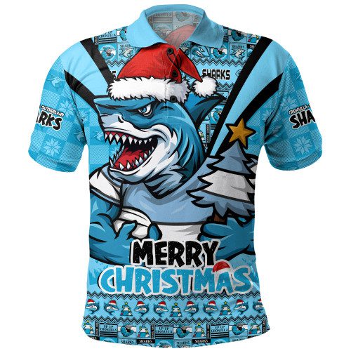 Cronulla-Sutherland Sharks Polo Shirt Merry Christmas Festive Spirit Edition Cronulla-Sutherland Sharks Polo Shirt Merry Christmas Festive Spirit Edition