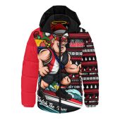 St Kilda Hooded Padded Jacket Christmas Holiday Santa Rides The Waves