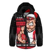 St Kilda Hooded Padded Jacket Merry Christmas Down Under Footy Power Style