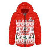 Sydney Swans Hooded Padded Jacket Special Ugly Christmas Holiday Footy Fans